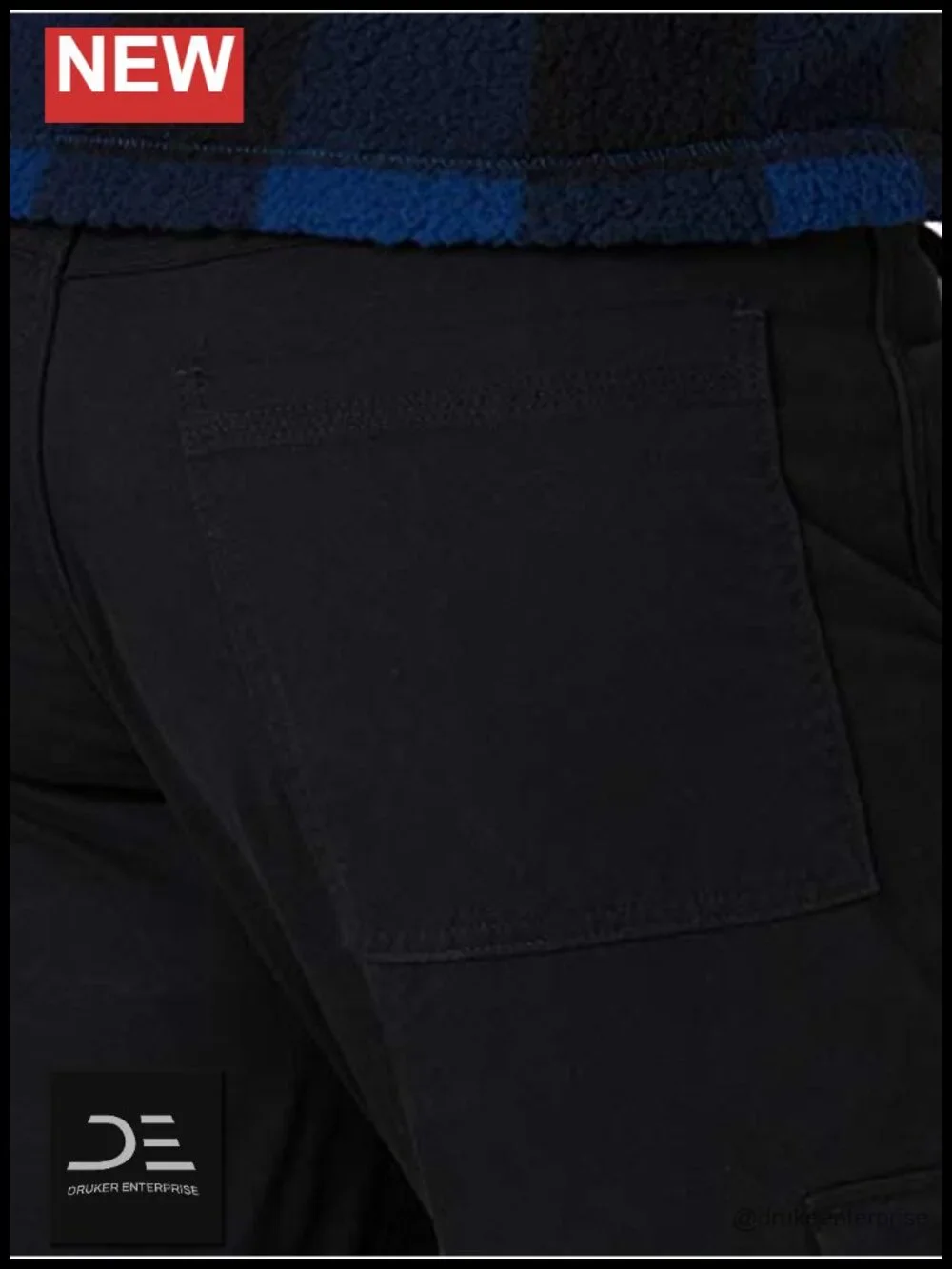 Fleece Lined Cargo Pants Relaxed Fit Stretch Twill 6 Pockets Men's